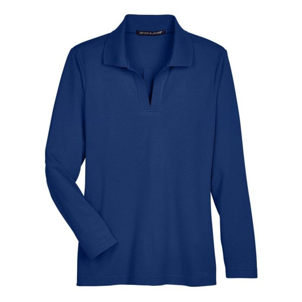 Devon & Jones Women's CrownLux PerformancePlaited Long Sleeve Polo / True Royal
